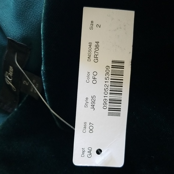 J. Crew Velvet Green Tank Top Size 2 NWT - Picture 3 of 10